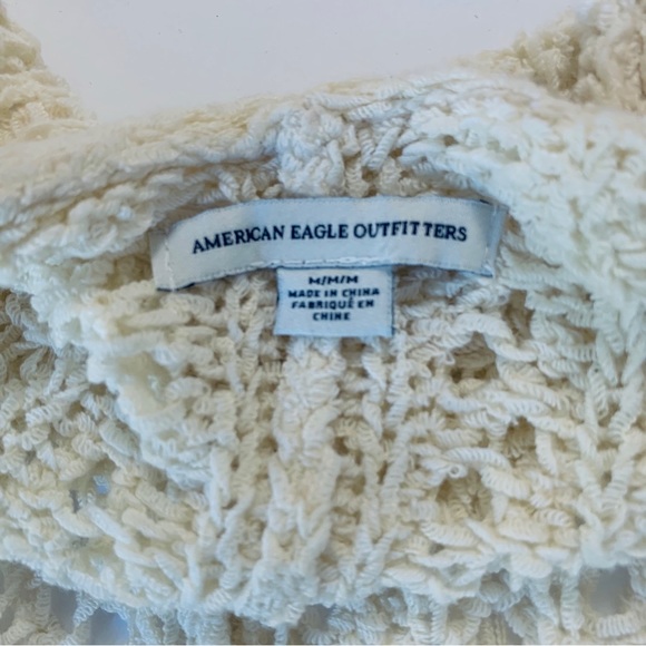 AMERICAN EAGLE CROCHET KNIT TASSEL TRIM CARDIGAN DUSTER SWEATER - Picture 5 of 12